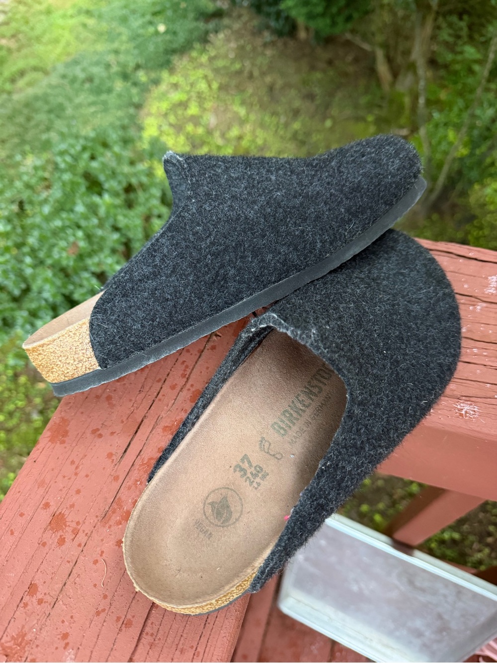 Birkenstock Women's Dark Gray Felt Clogs